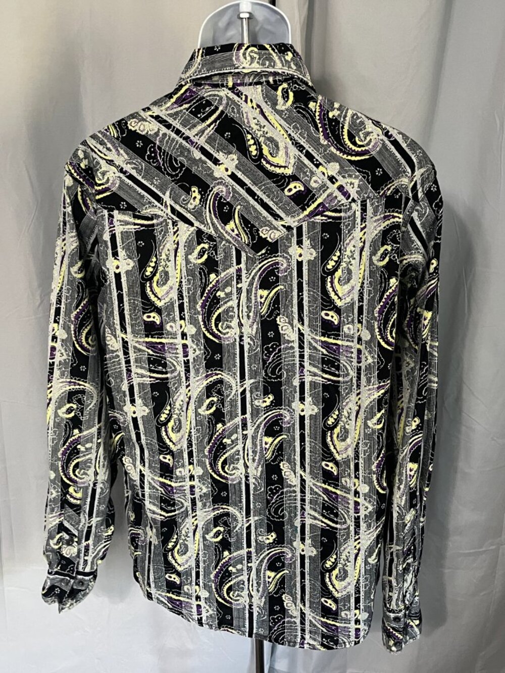 π€ Cinch Menβs Small S White Purple Yellow Modern Fit Long Sleeve Cowboy Shirt - Picture 4 of 5
